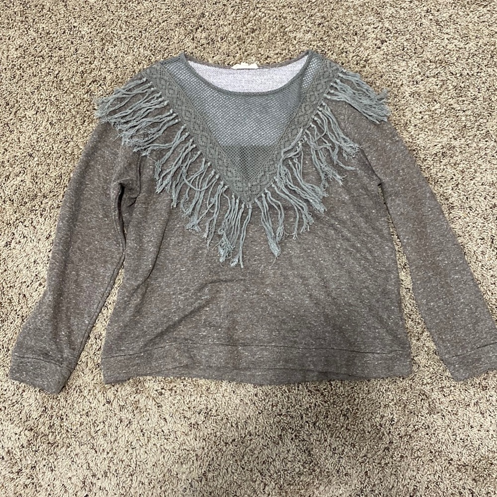 Brown fringe sweater
